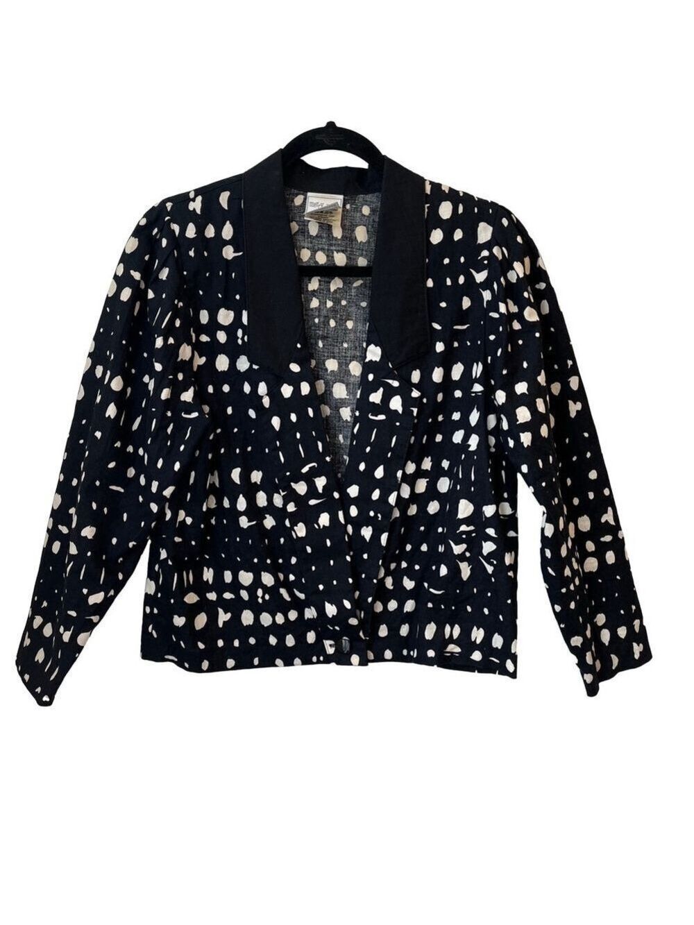 Vintage Merry Finn by Ariella Oy Made in Finland Blazer, Black White Cotton M/L
